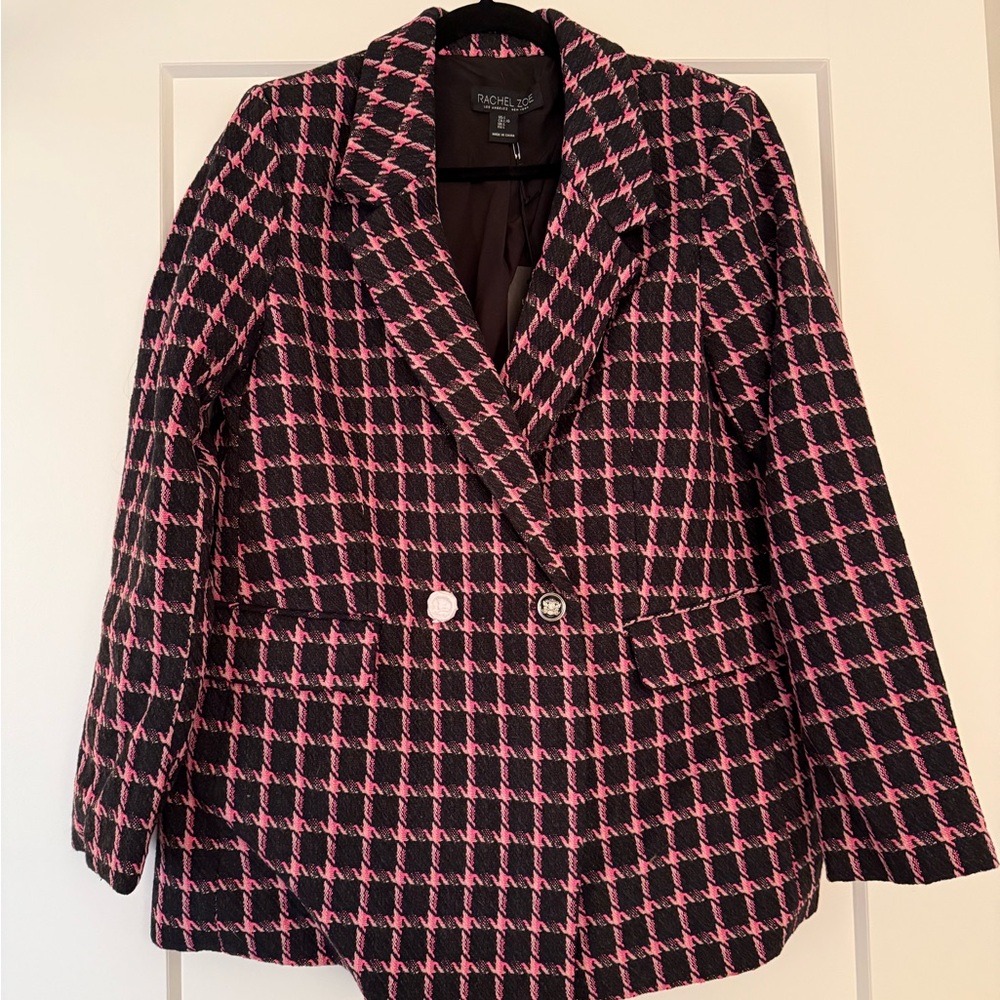 Rachel Zoe Women's Checkered Blazer in Pink and Black